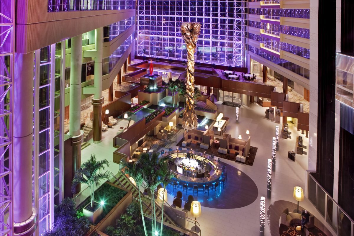 Hyatt Regency Greenville atrium lobby and bar